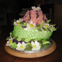 First Attempt At Topsy-Turvy And Fondant Flowers My parents' 40th anniversary cake. They were married in Virginia (hence the dogwoods) and now live in North Dakota (hence the prairie...