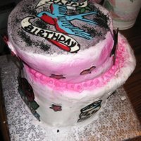 Second Attempt At Topsy-Turvy, First Attempt At Candy Plaques A friend's 30th birthday cake, which started off being really heinous and was actually saved by the candy tattoos. Note to self: never...