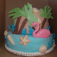 Florida Theme Cake For my nieces 9th birthday. All decorations except shells are made with fondant. Those are white chocolate.