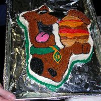 Scooby Doo First cake I ever made when starting out in cake decorating. Made from a Wilton pan. Yellow cake w/ regular buttercream icing.