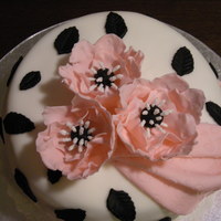 First Fondant Cake With Gumpaste Anemone Wilton Class Final cake, vanilla cake with strawberry filling, strawberry flavoured fondant. Flowers were 1/2 gumpaste 1/2 fondant, fondant...