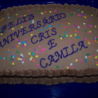 Feliz Aniversario A simple sheet cake for a couple Brazilian friends - they loved the simpleness of yellow cake with chocolate frosting.