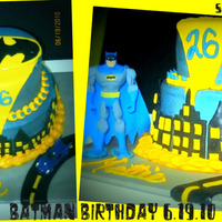 Batman Birthday This batman cake was for a 26 year old who as a kid was called "Mattie". The cake is yellow and chocolate alternating layers...