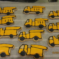 Dump Truck Cookies Sugar cookies with royal icing. Two boys + extra yellow and black icing + cookie dough = dump truck cookies and happy boys (husband...