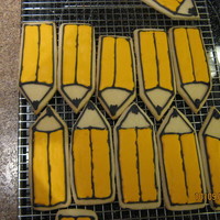 Back To School! I thought pencil cookies would be fitting to mark my oldest son entering Kindergarden. They were a hit. Sugar cookie with royal icing.