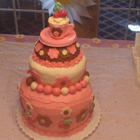 Pink And Brown Whimsical Cherries teacup and cherries are made of chocolate