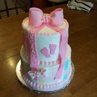 Simple Girl Baby Shower- Pink Bow Baby girl shower cake. Got the napkin as inspiration...learned a few things--as I do every cake I do! 6" is SugarShack's...