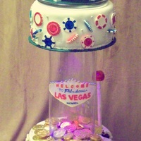 Vegas Baby Las Vegas cake. The lights were fun! Bottom layer was Grand Marnier and Chocalate with milk chocolate ganache.