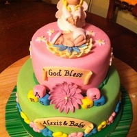 Flower Garden Baby Shower Cake I designed this cake with Anne Geddes in mind, putting the little baby in a flower. The baby was made with First Impressions baby mold.......