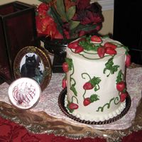Strawberry Fields Forever. Iced with vanilla buttercream and covered with fondant strawberries and buttercream leaves an fines, this cake was the perfect addition to...