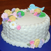 Wilton Course 2 Final Here is my final cake for Course 2 of the Wilton classes. I really enjoyed learning the rope border and basketweave;)