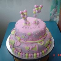 6Yr Old Niece Birthday Cake Both Layers are chocolate covered in fondant. The photo doesn't show but the cake sparkles with lustre dust. My neice just loved it.