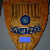 Pride And Protection Groom's cake, chocolate. All decorations fondant, the top "plaques" are modeling chocolate covered in fondant. (the off...