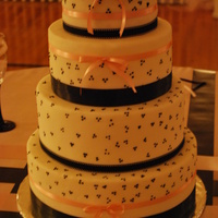 Black, White, And Pink Simple black, white, and pink wedding cake
