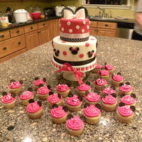 Minnie Mouse This cake and cupcakes were inspired by other cakes I saw on CC, with a few minor changes. I made these for my daughter's 2nd birthday...