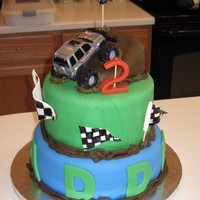 Madden's Monster Truck Madden's 2nd b-dayBottom layer is devil's food cake, bavarian cream filling wit buttercreamTop layer is french vanilla cake with...