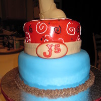 Cowboy Baby Shower Cake Baby Shower cake for Joe the 5th (J5). The top layer is classic white cake with dark chocolate buttercream. The bottom layer was swiss...