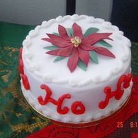 Christmas Cake With Poinsettia On Top Fondant covered fruit cake with poinsettia on top