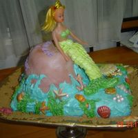 Mermaid Mermaid cake for my niece's 4th birthday. The rock is chocolate cake and the base is fruit. All in royal icing and everything is...