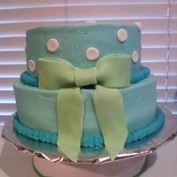 Boy Baby Shower Yellow cake with BC and MMF accents. 10'' and 8''. For a double baby shower. This was very last minute and I wasn'...