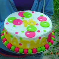 Sweet 16 For a girls sweet 16. The colors are hot pink and lime green with yellow letters. The camera didn't do this cake justice but first...