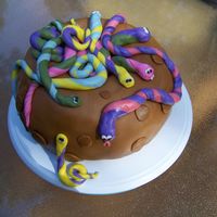 Snake Pit Cake Got the idea from "50 Easy Party Cakes". First attempt at fondant.