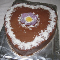 Flower In Snow #1 This is the first one of the 2 "flower in snow" cakes I made for my Mom's Birthday. Whole wheat chocolate cake with Rich...
