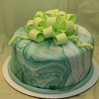 Green Marble Bow Cake This was a cake I made in a fondant class. Please forgive the bare cake board. The bow is made from fondant with tylose powder (= gumpaste...