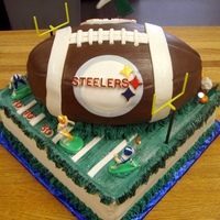 Steelers Birthday Cake All fondant cake. Football was carved from cake.