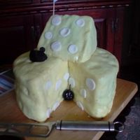 Mouse And Cheese Sponge Birthday Cake A big wheel of cheese sponge cake complete with fondant mice and raisen "droppings" x
