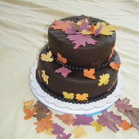 Birthday Cake Chocolate cake Fall cake.....chocolate cake filled with chocolate truffle(macsmom Recipe)....coverd with chocolate fondant.