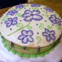 First Brush Embroidery Red velvet cake with cream cheese icing. Still can't figure out how to make cream cheese icing smooth. Brush embroidery with hand done...