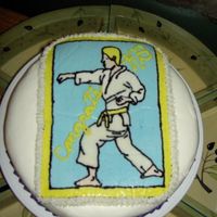 Yellow Belt In Karate My son got his yellow belt in karate. I made this cake on the spur of the moment. It's a lemon cake with lemon butter cream icing. I...