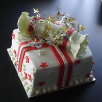 Xmas Cake 2009 Xmas cake with a fondant cracker on top.
