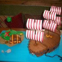 Pirate Ship Cake All MMF, except the masts and sails