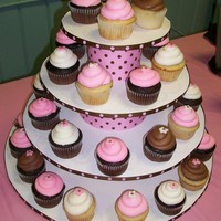 Pink And Brown Cupcake Tower 