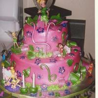Birthday Cake This was a birthday cake for my 4 year old grandaughter, she loved it. Buttercream frosting, first time using my air brush. Tinkerbell...