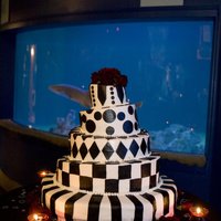 Black And White Whimsical Cake My VERY first fondant covered cake. It was HUGE!!!And since it was my own wedding cake.. I am totally in love with it! :)