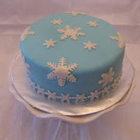 Snowflake Christmas Cake light blue fondant with white fondant snowflakes