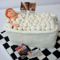 Me Time Lemon and Ginger Pound Cake filled with Lemon Buttercream Used fondant to cover the cake and to make the model. Mini-magazines are from a...