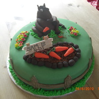 Horsey Cake A cake made for a horsey friend! Sponge cake covered with royal icing. Everything (apart from the sign) is edible. Horse made from modeling...