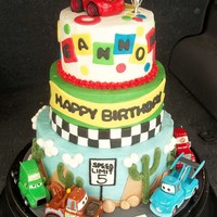 Cars I made this CARS cake for a good friend's son. All buttercream with MMF accents. Cars were purchased from Ebay and placed on the cake...