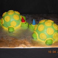 Turtle Birthday this cake is a birthday cake for husband and wife whose bdays are the same week. wife is into turtles so husband asked for that. head, feet...