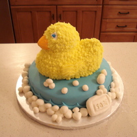 Wilton Baby Shower Cake Bottom is fondant and duck is buttercream.