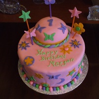 Grand Daughter's Birthday Cake. /white and chocolate cake covered and decorated with fondant.