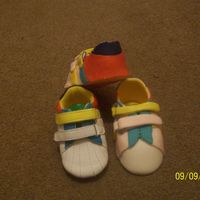 Baby Shoes this is my first baby shoes, quite complicated with all the colors, it was made from left over MMF ,i have placed them with my son's...