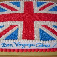 Bon Voyage Guess where Chris was going. :-) Free-hand British flag; all in buttercream.