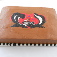 Skunk Grooms Cake This bride wanted skunks on the grooms cake cause the groom's nickname is skunk. It was a frozen buttercream transfer. First time...