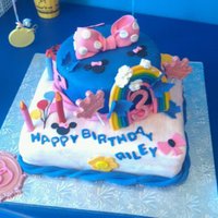 Mickey Mouse Birthday Cake The bottom layer was chocolate peanut butter, the top a white cake with a lemon chiffon filling!! Both very yummy the birthday girl and her...