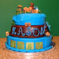 Boy Baby Shower Cake This cake is Funfetti with a Raspberry cream cheese filling, Covered in Fondant with fondant/gumpaste deco. All edible. This was our first...